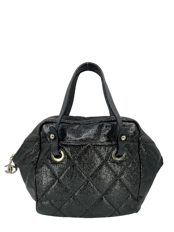 CHANEL Quilted Coated Leather Large Bowling Bag