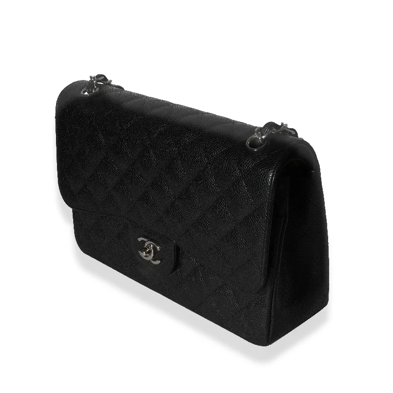 Chanel Black Quilted Caviar Jumbo Classic Double Flap Bag