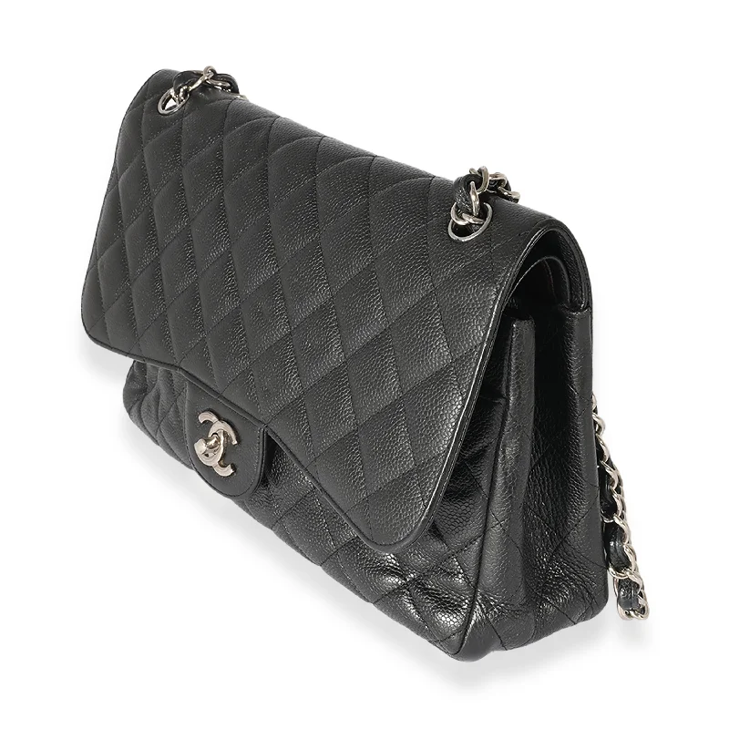 Chanel Black Caviar Leather Jumbo Double Flap Bag