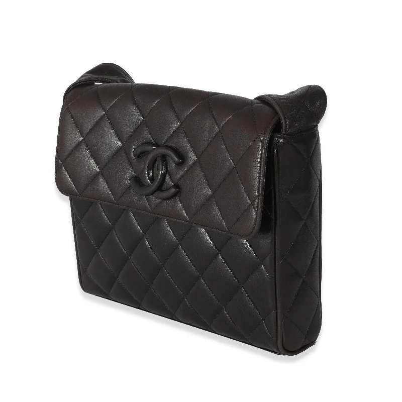 Chanel Vintage Brown Quilted Lambskin CC Messenger