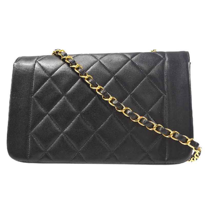 CHANEL Small Diana Chain Shoulder Bag Black Lambskin