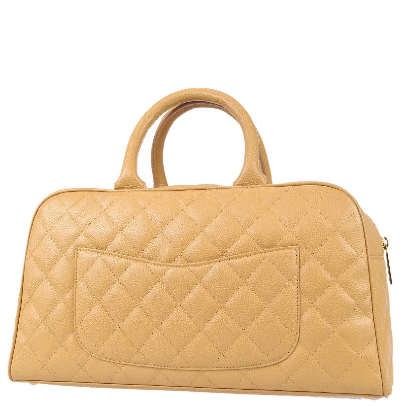 Chanel 2003-2004 Bowling Bag 37 Beige Caviar