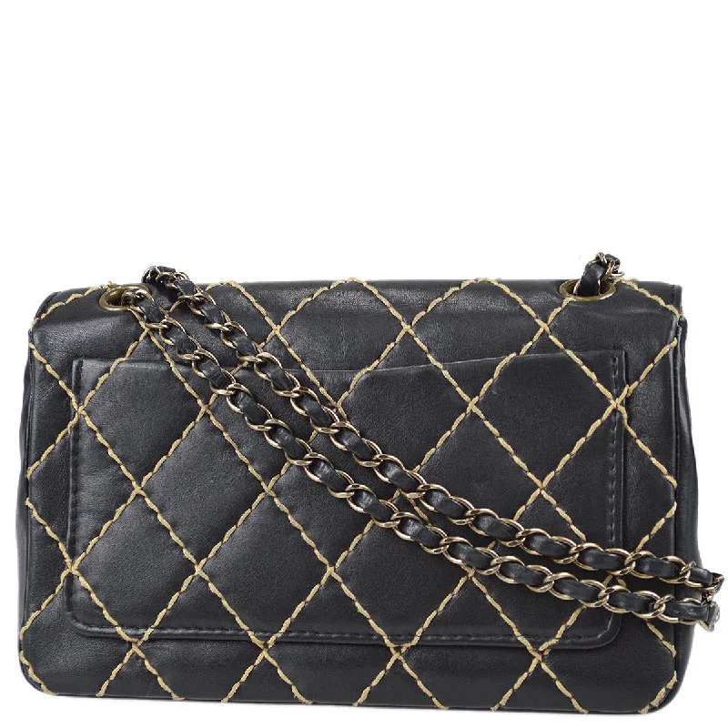 Chanel Wild Stitch Straight Flap Chain Shoulder Bag Calfskin