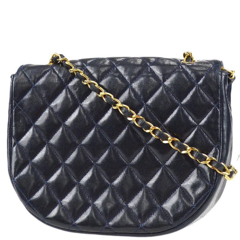 Chanel Single Chain Shoulder Bag Navy Lambskin