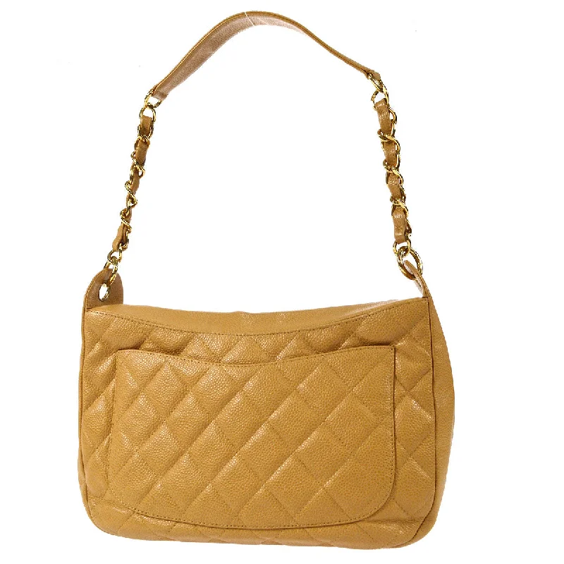 CHANEL 2004-2005 Hobo Bag Camel Caviar