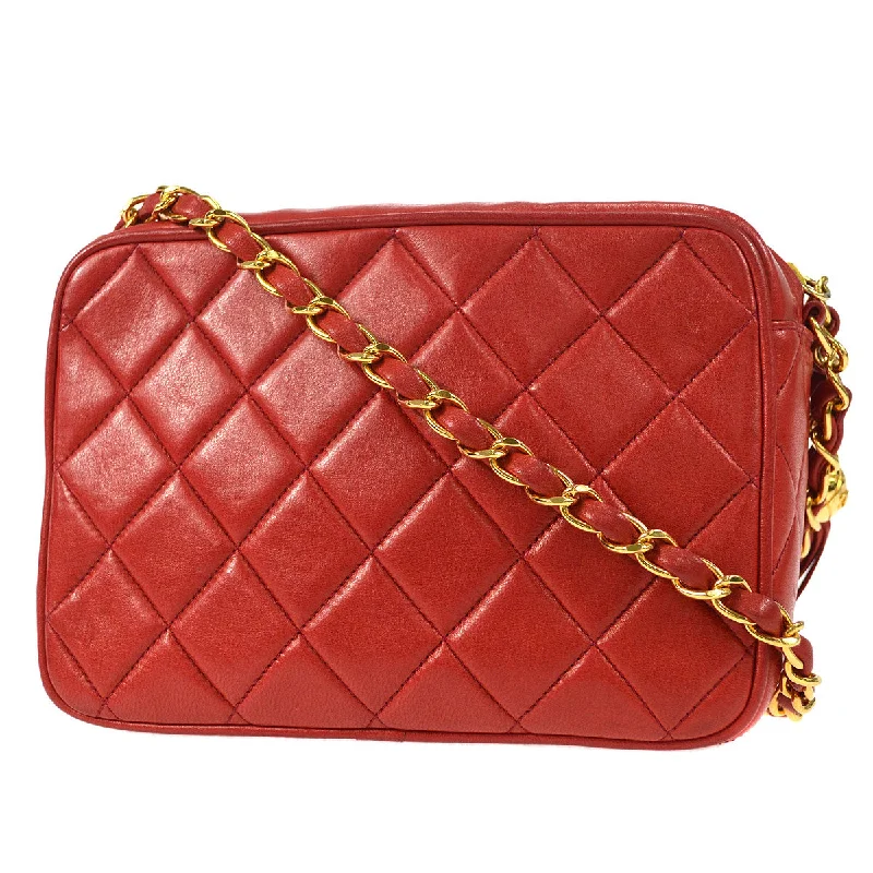 CHANEL 1991-1994 Pocket Camera Bag Mini Red Lambskin