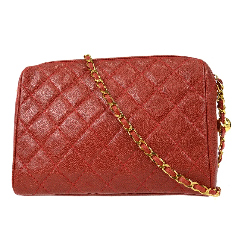 Chanel 1994-1996 Pocket Camera Bag Small Red Caviar