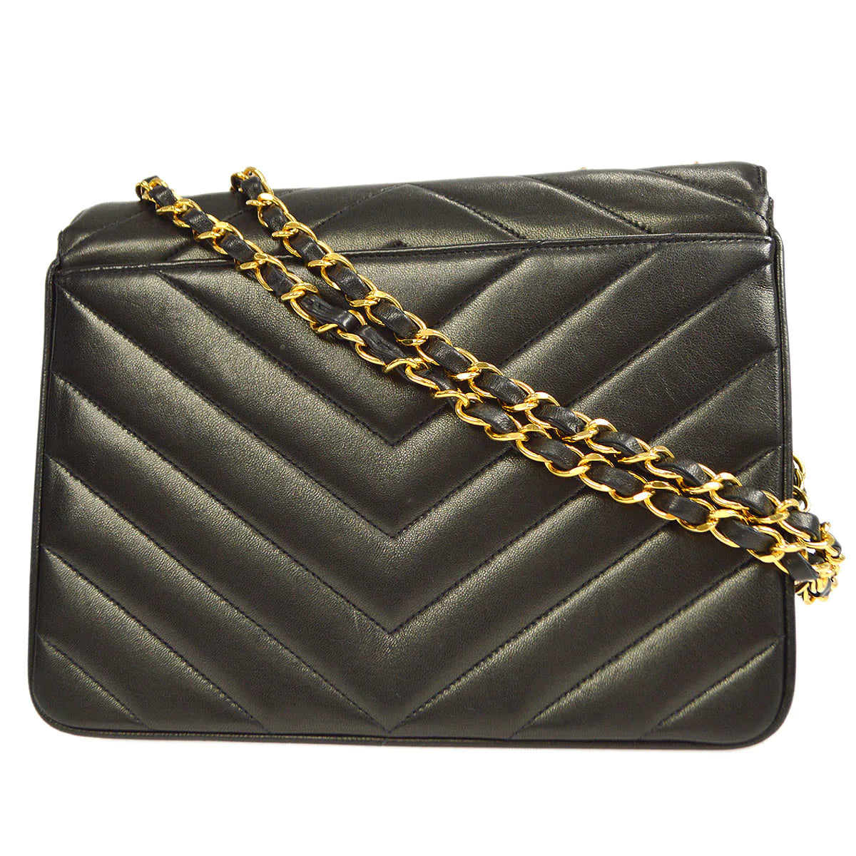 CHANEL 1991-1994 Vertical Chevron Letter Flap Bag Small 56562