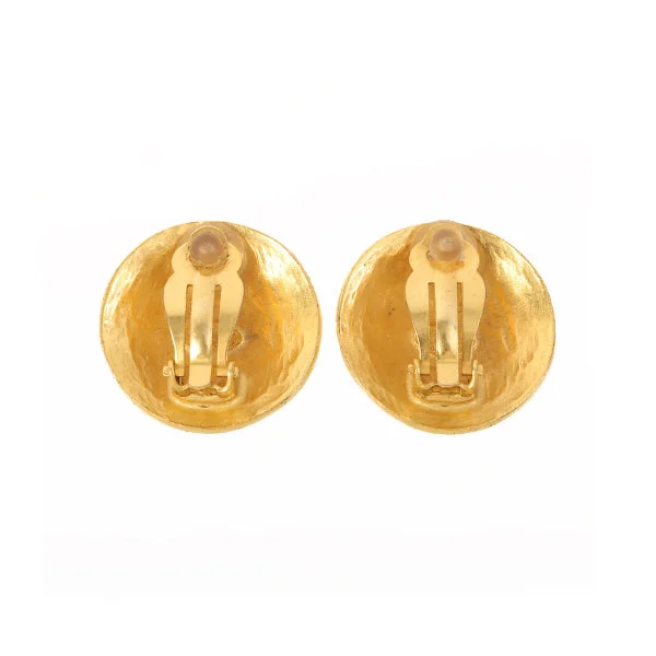 Chanel 1995 Made Round Design Cc Mark Earrings