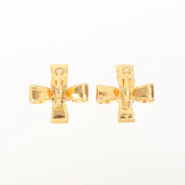 Chanel 1997 Made Cc Mark Ribbon Motif Earrings