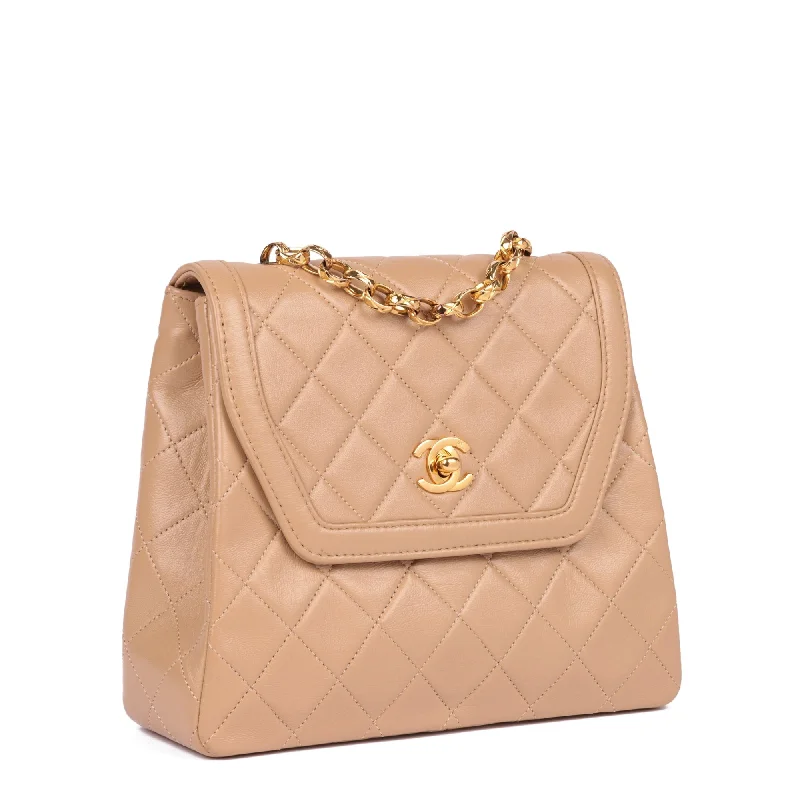 Chanel Beige Quilted Lambskin Vintage Mini Flap Bag with Wallet Shoulder Bag