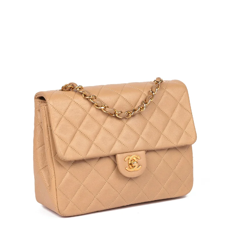 Chanel Beige Quilted Lambskin Vintage Square Mini Flap Bag