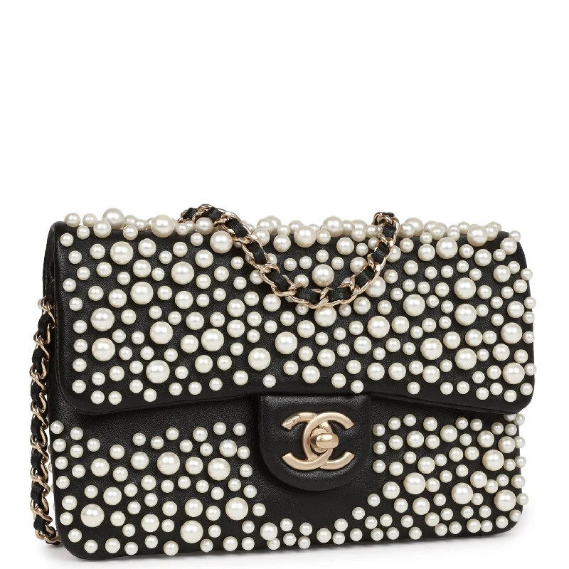 Chanel "Paris-Dubai" Pearly Flap Bag Black Lambskin Light Gold Hardware