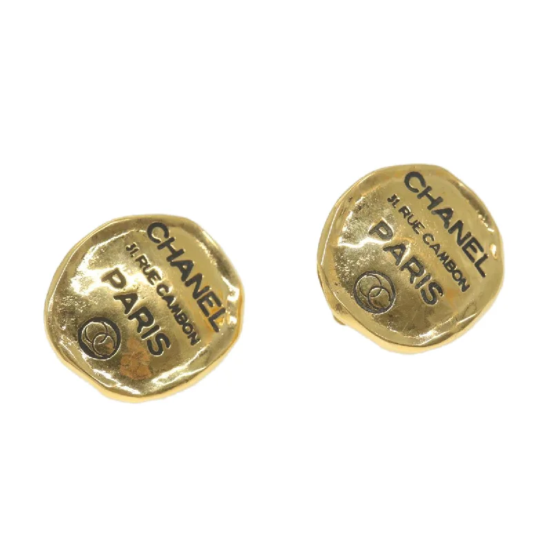 CHANEL Cambon Earring Metal Gold Tone CC  bs9649