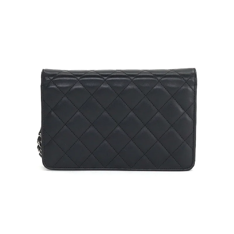 CHANEL cambon line chain wallet folio long leather enamel black silver metal fittings A46646 Cambon Line Chain Wallet