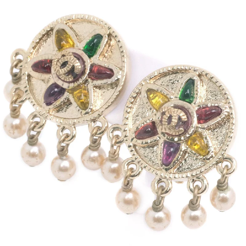 Chanel Chanel Coco Earring  Pearl Multicolor 07P Flowers  10.5g COCO Mark