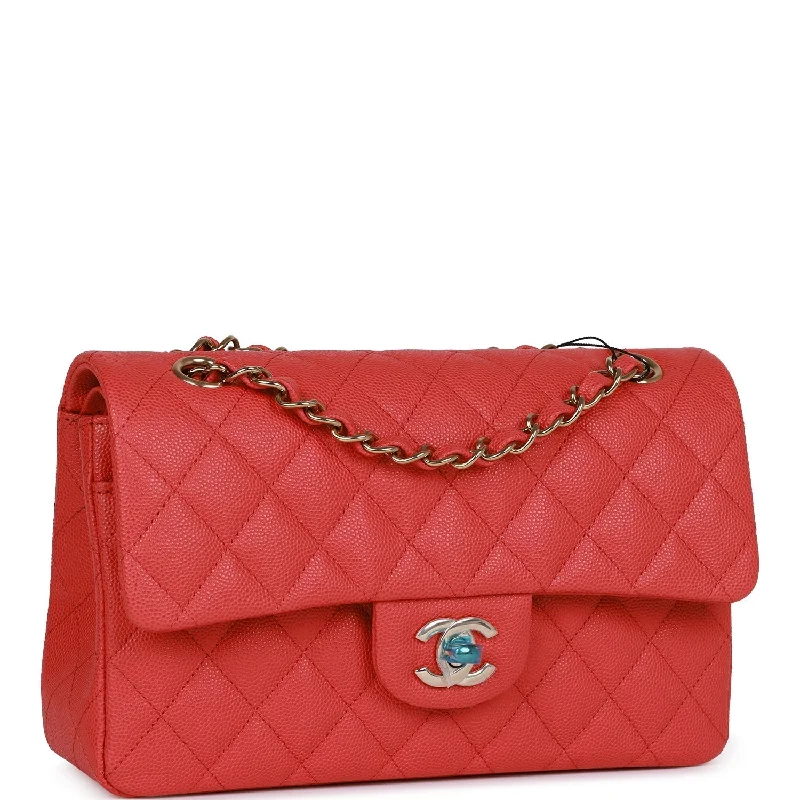 Chanel Small Classic Double Flap Red Caviar Light Gold Hardware