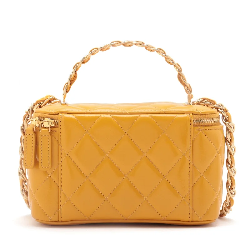 Chanel Lambskin  Chain Shoulder Bag Vanity Yellow G