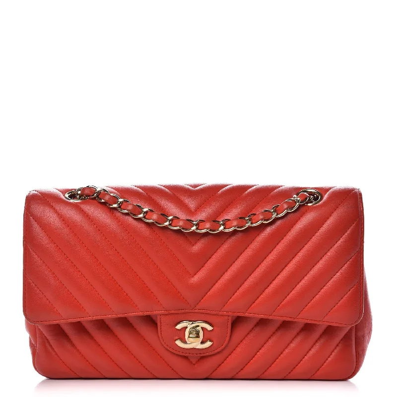 CHANEL Lambskin Chevron Quilted Medium Double Flap