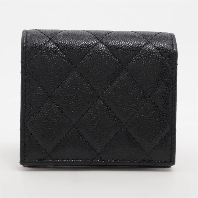 Chanel Matrasse Caviar S Wallet Black Silver G  Random