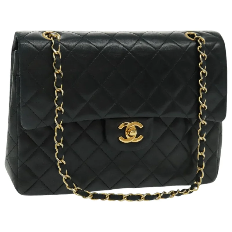 CHANEL Matrasse Chain Shoulder Bag Lamb Skin Black Gold CC  bs19047A