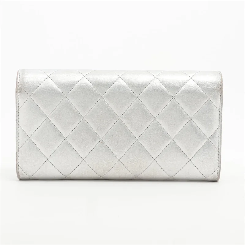 Chanel Matrasse Wallet Silver Silver