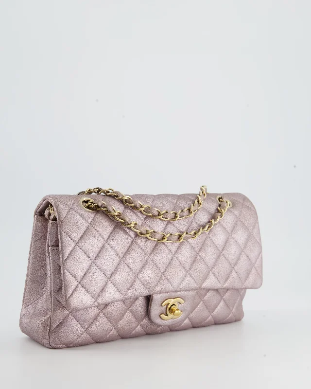 Chanel Metallic Rose Gold Medium Classic Double Flap Bag in Coated Calfskin with Champagne Gold Hardware RRP £8,530