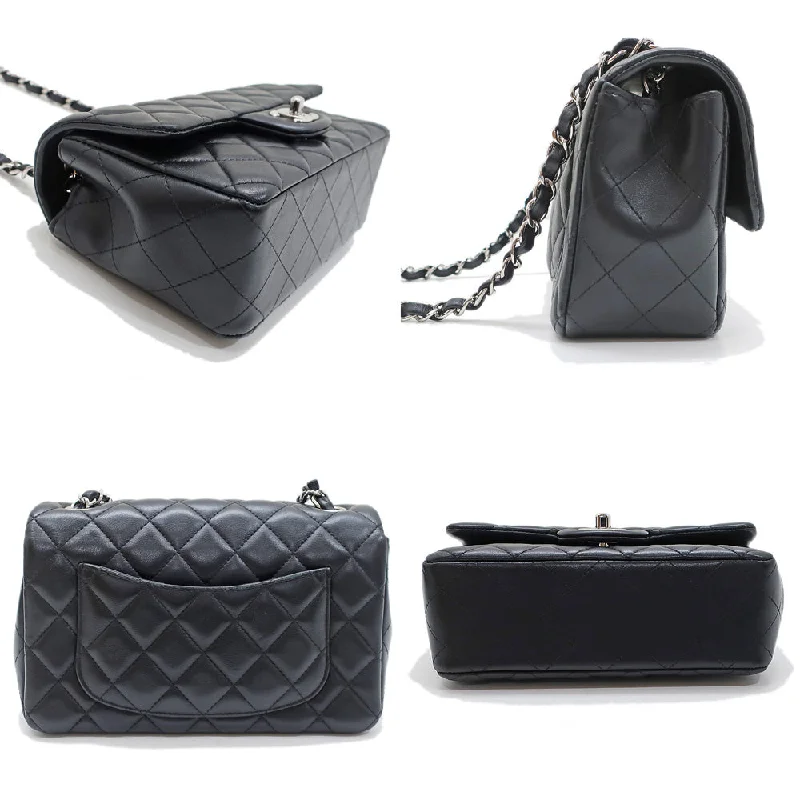 CHANEL Mini Flap Bag 20  Black Silver G  SV Chainsholder Bag Coco Black  A69900