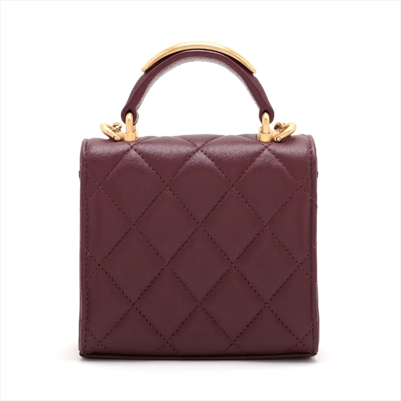 Chanel Mini Matrasse  Chain Shoulder Bag Top Handle Bordeaux G