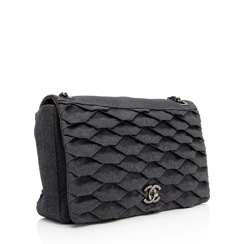 Chanel Pleated Denim Turtle Flap Bag (2bTG49)