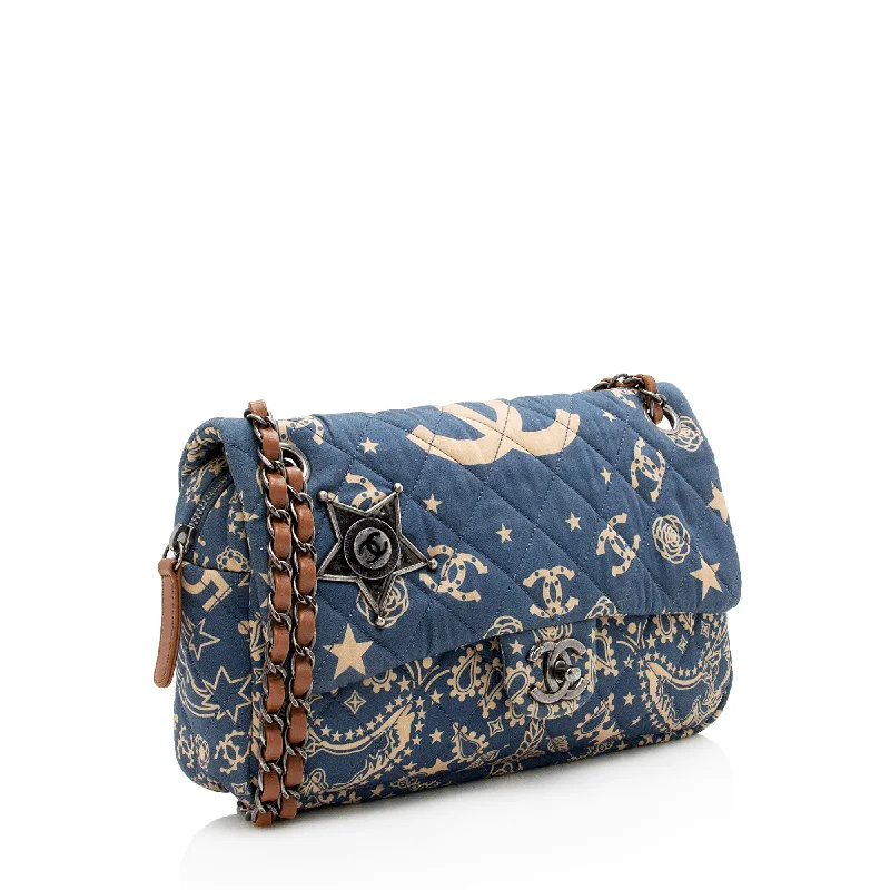 Chanel Quilted Canvas Paris-Dallas Bandana Medium Flap Bag (22933)