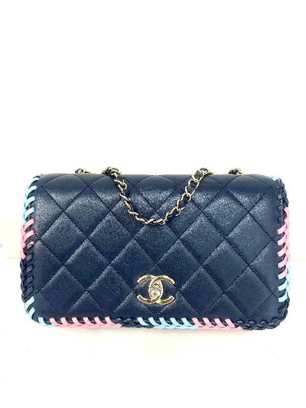 CHANEL QUILTED LAMBSKIN BRAIDED TRIM FLAP BAG