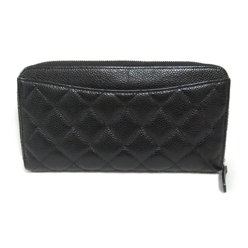 CHANEL Round Long Wallet Round Long Wallet Caviar S  Black Ladies