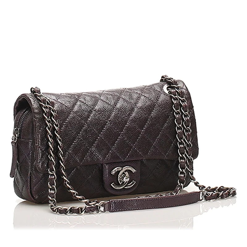 Chanel Small Classic Caviar Leather Double Flap Bag (19442)