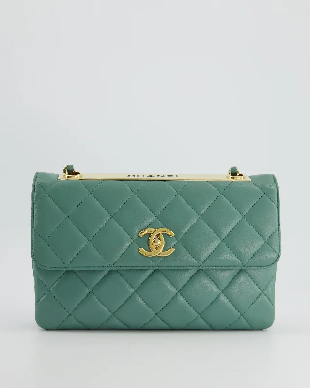 Chanel Teal Trendy CC Shoulder Bag in Lambskin Leather with Gold Hardware