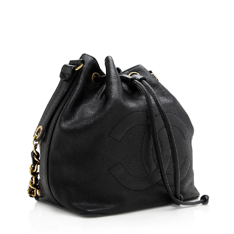 Chanel Vintage Caviar Leather Drawstring Shoulder Bag (21297)