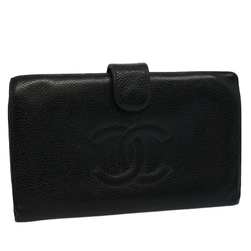 CHANEL Wallet Caviar Skin Black CC  bs9539