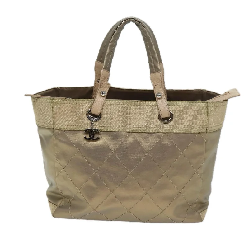 CHANEL Wild Stitch Tote Bag Leather Beige CC  72149