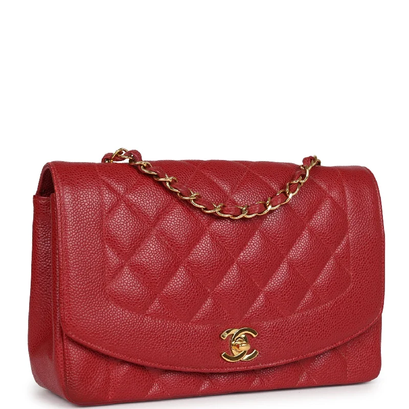 Chanel Vintage Medium Diana Flap Bag Red Caviar Gold Hardware