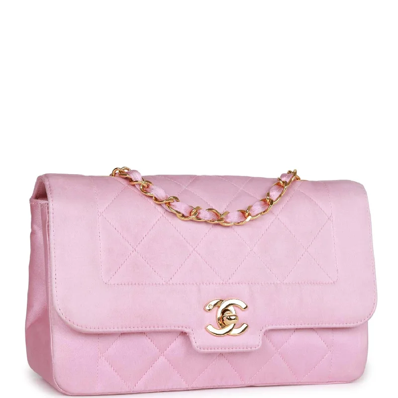 Chanel Vintage Small Flap Bag Pink Satin Gold Hardware