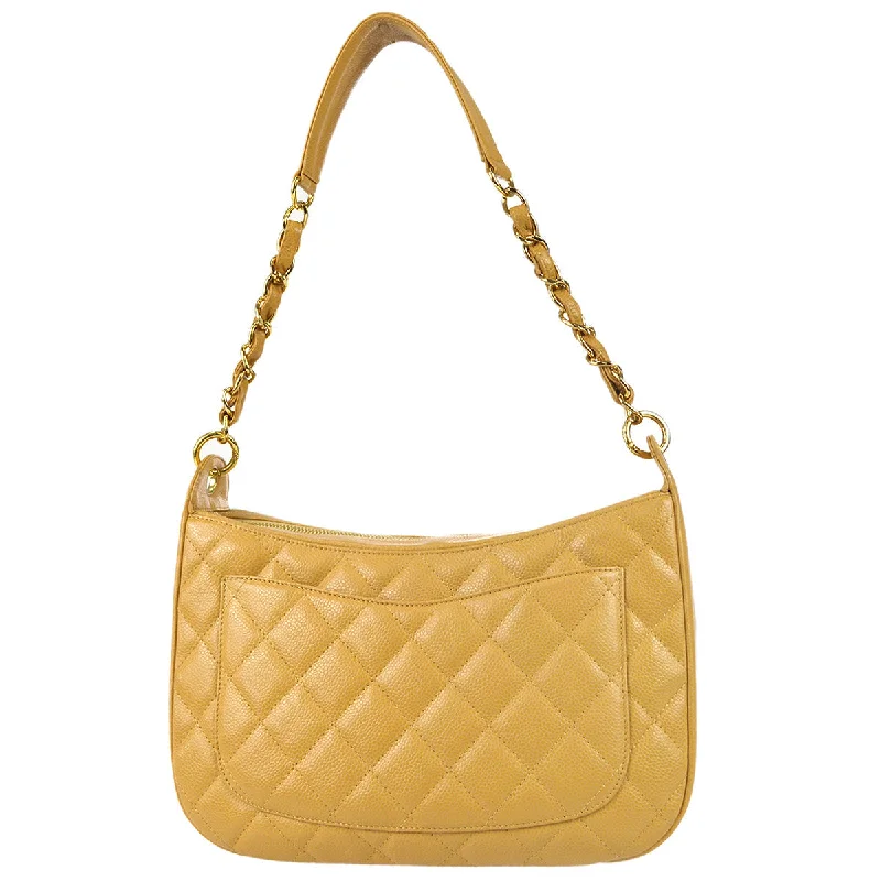 Chanel 2003-2004 Hobo Bag Beige Caviar