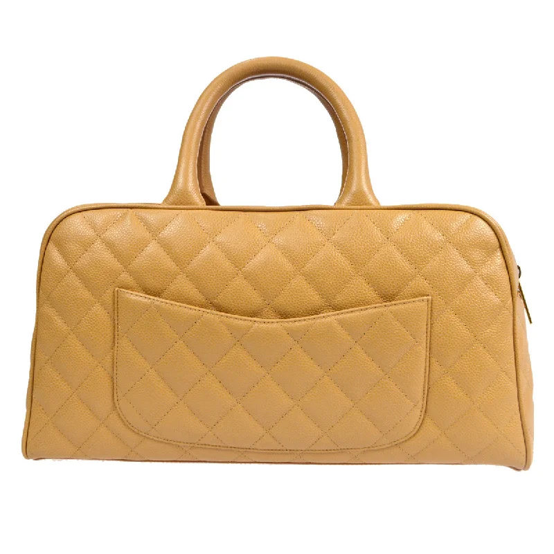 Chanel 2004-2005 Bowling Bag 37 Beige Caviar