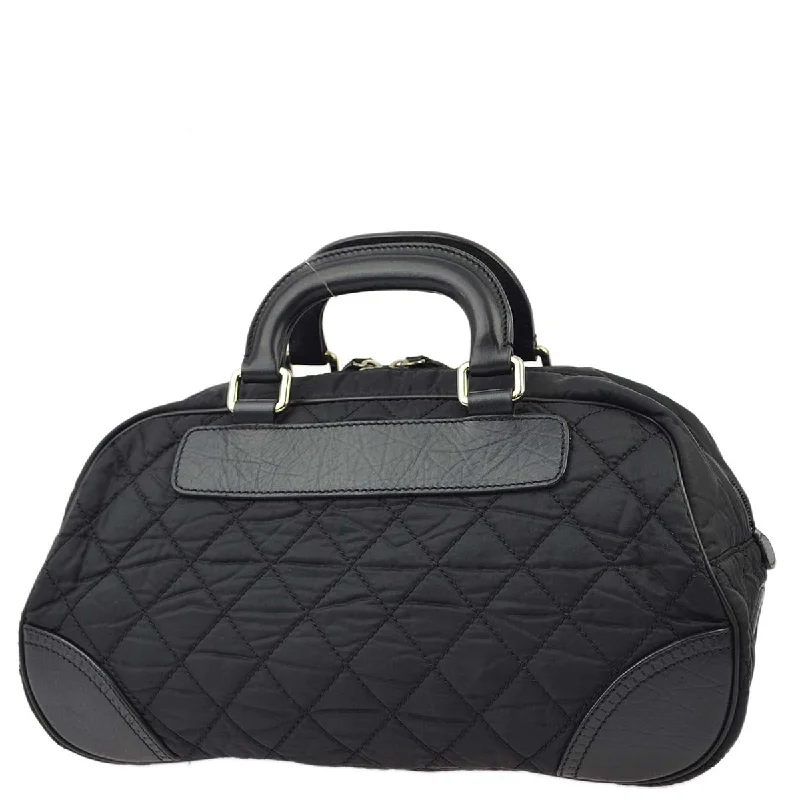 Chanel Black Nylon Calfskin Paris-New York Duffle Handbag