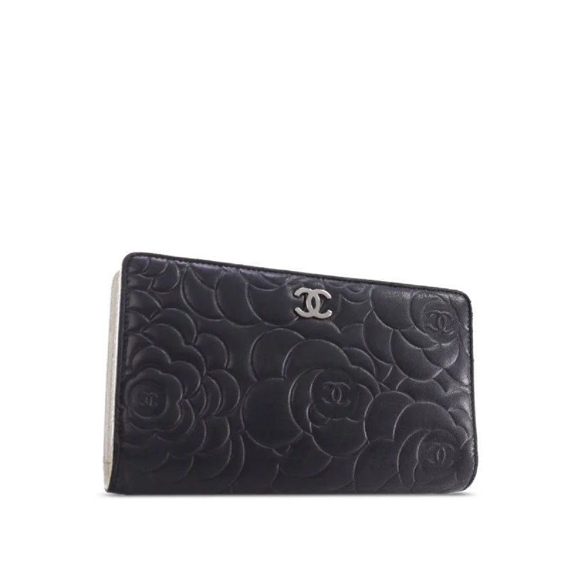 CHANEL CC Camellia Bifold Wallet Long Wallets