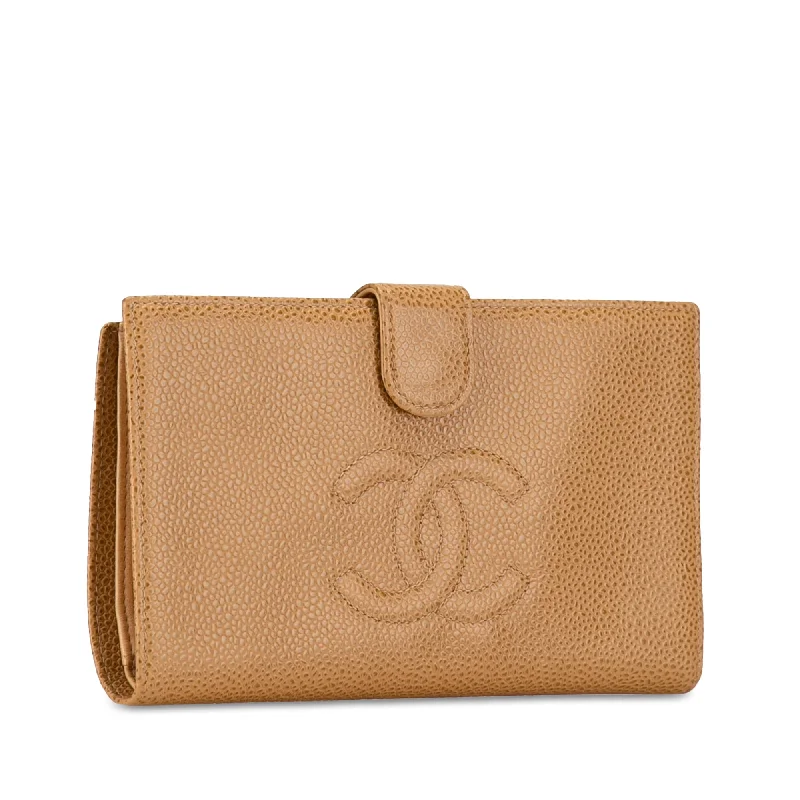 CHANEL CC Caviar Leather Long Wallet Long Wallets