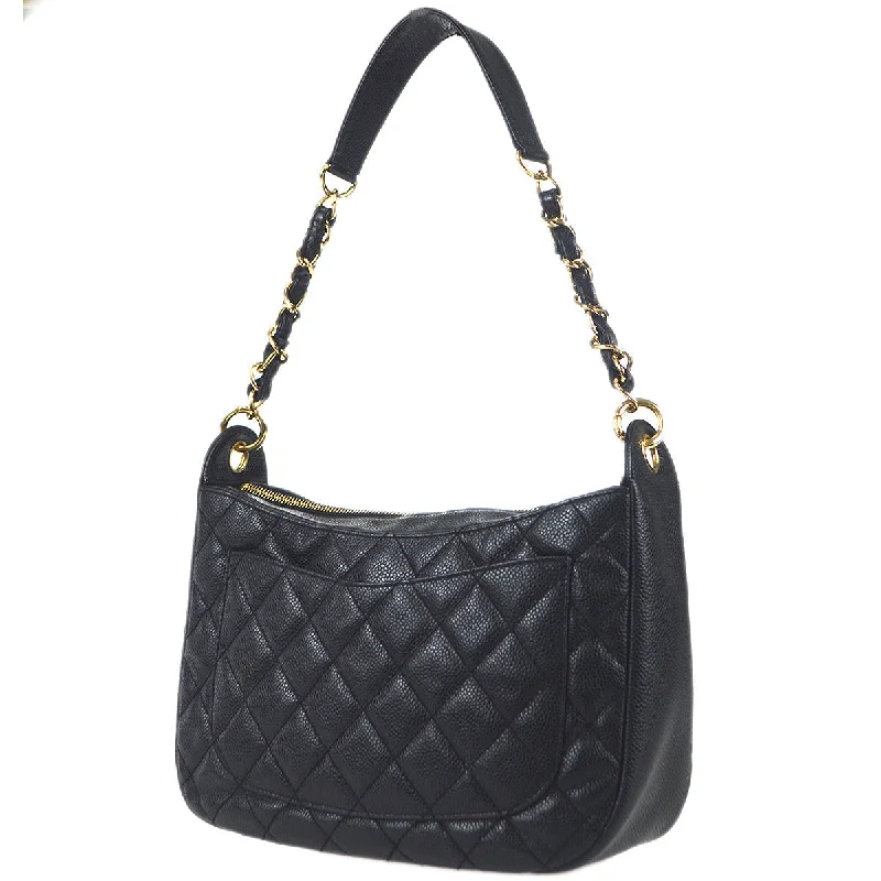 CHANEL Chain Handbag Black Caviar 68792