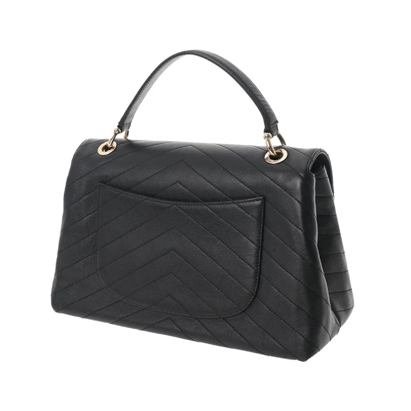 CHANEL Chevron Black Ladies Calf Handbag