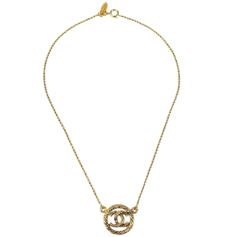 Chanel Circled CC Gold Chain Pendant Necklace 3622