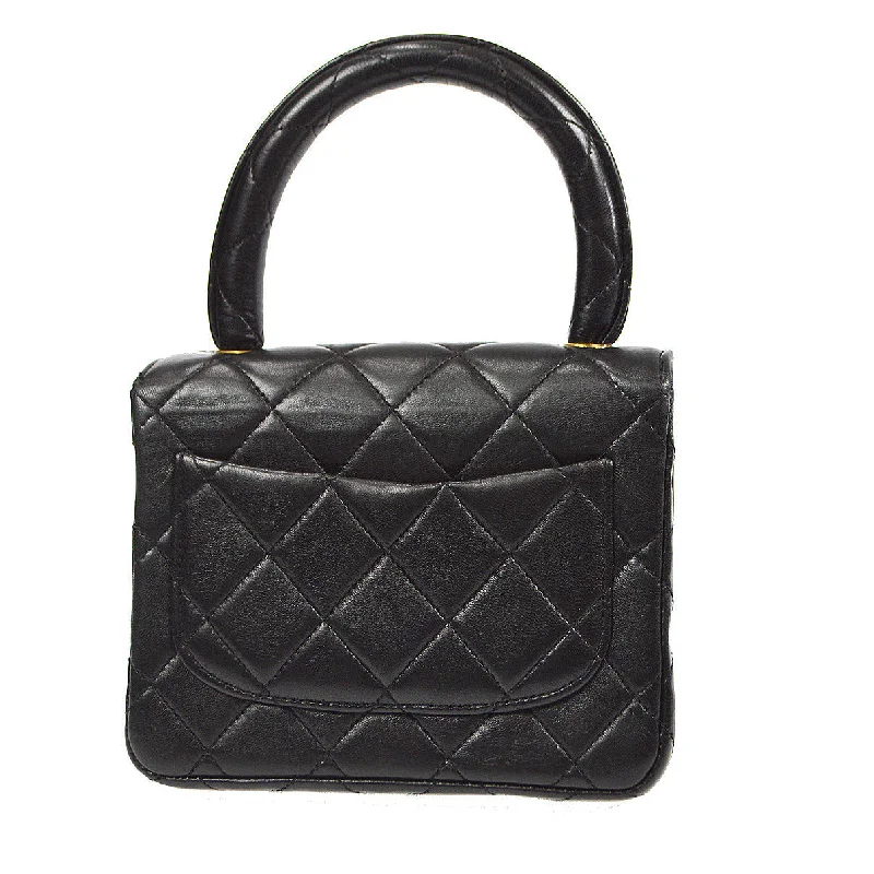 CHANEL Classic Flap Micro Square Handbag Black Lambskin 91607