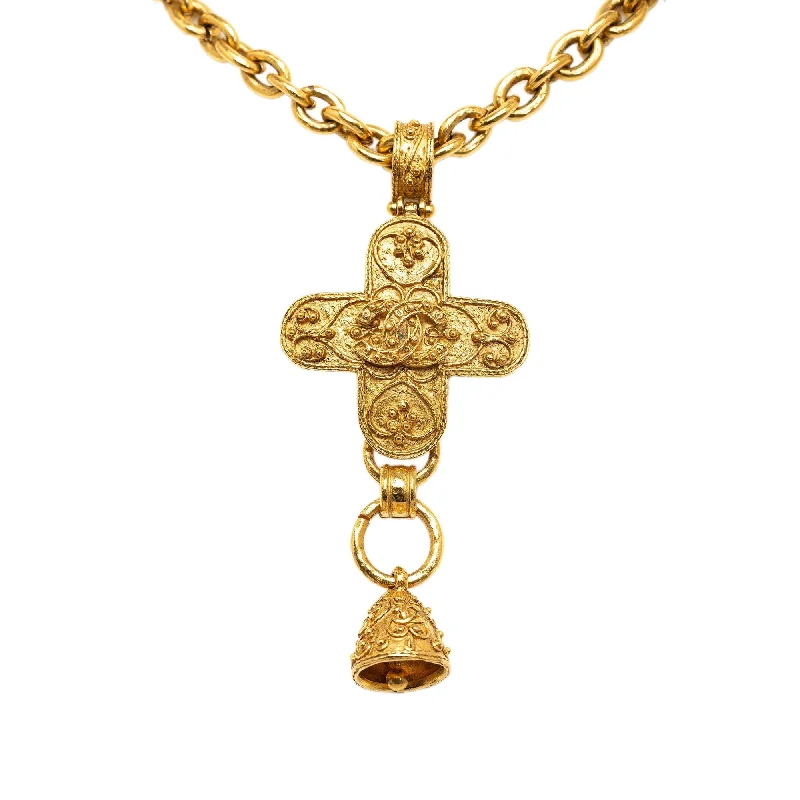 CHANEL Cross Pendant Necklace Costume Necklace